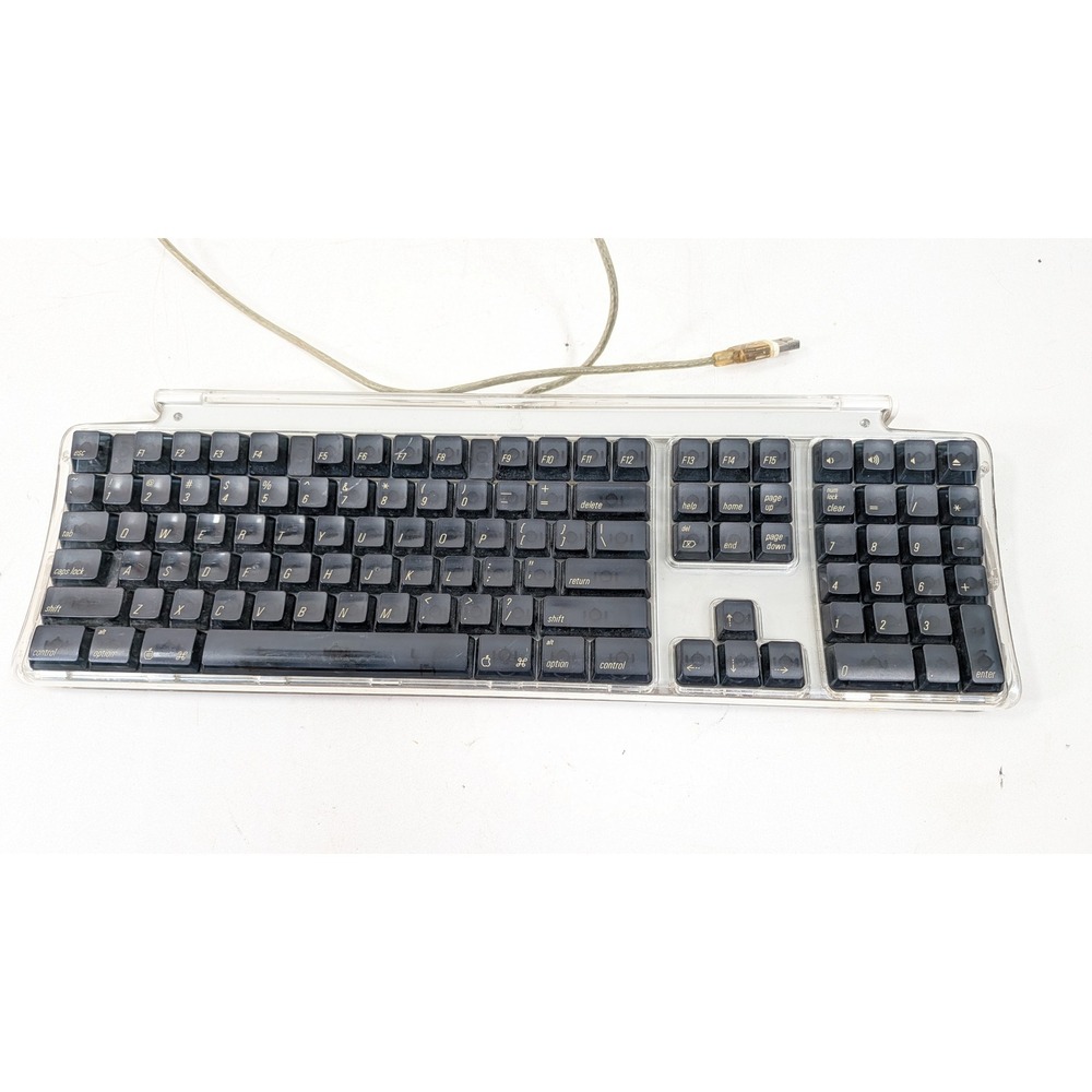 Apple Pro Keyboard M7803 Vintage Wired USB Black Keys Clear Case G4 Cube iMac